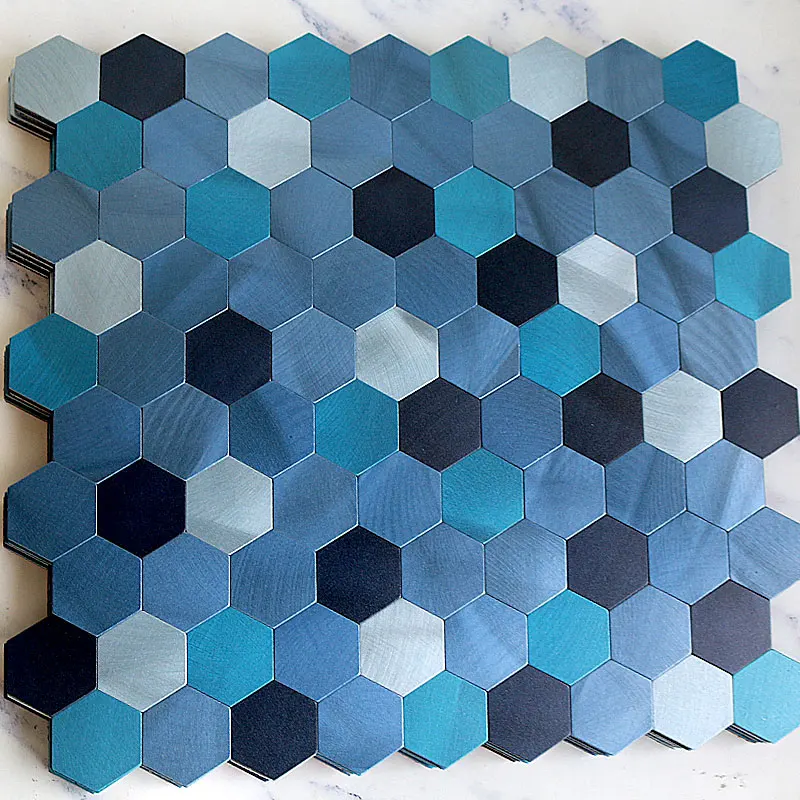 4pcs/lot Mosaic Wall Tile Peel And Stick Self Adhesive Waterproof Aluminum Hexagon Kitchen Bath Tile Backsplash Fireproof