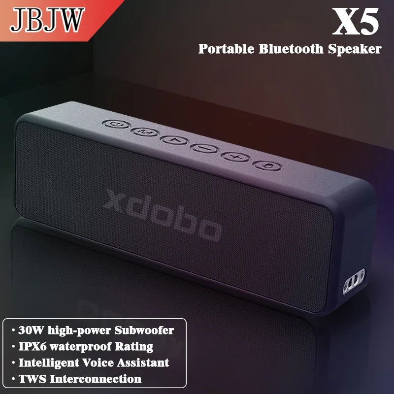 

XDOBO X5 Wireless Bluetooth Speaker Industrial Style 30W Super-power Dual-drive TWS 3D Surround Stereo Waterproof HIFI Subwoofer