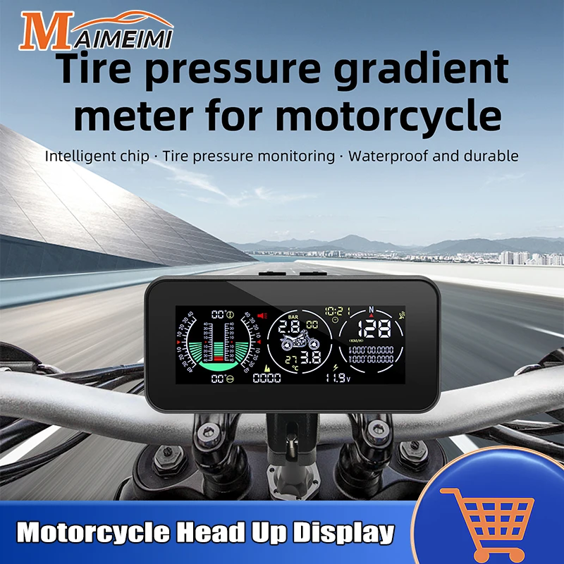 Motorcycle Head Up Display F3 HUD GPS Speedometer Roll Angle Pitch Angle Tire Pressure Monitoring Altitude Time Voltage Compass