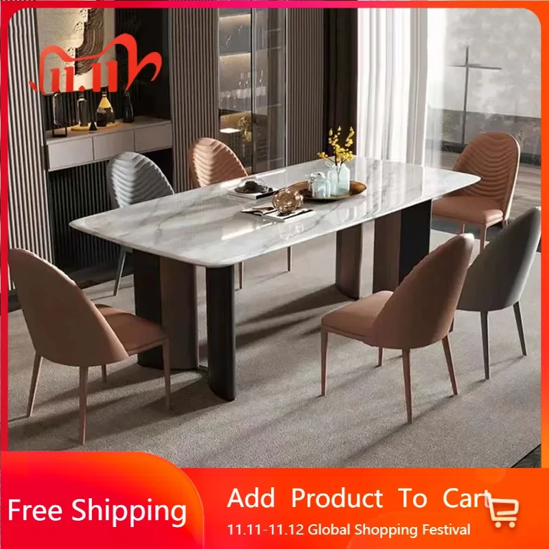 

Роскошный прямоугольный стол, стулья, водонепроницаемый металлический современный кухонный обеденный стол, роскошный дизайн, сервис Muebles, уникальная мебель