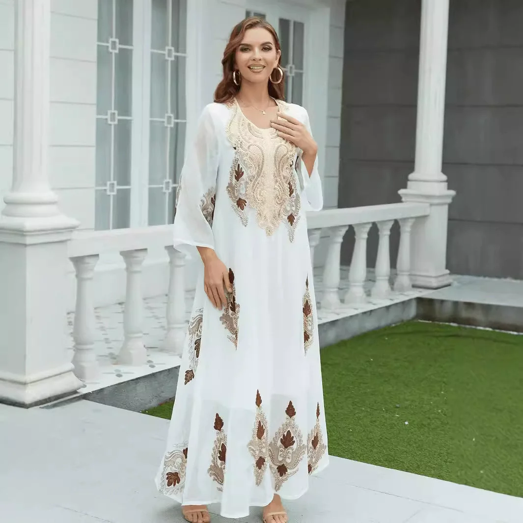 

Ближний Восток, Саудовская Аравия, Марокко, мусульманское роскошное модное исламское женское платье в честь Рамадана, сетчатое платье с вышивкой