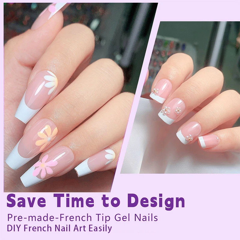 30szt Odpinane Nude French Fake Nail White Side Fałszywe Paznokcie Krótkie Proste Paznokcie Pełne Pokrycie Tipsy Frosted Press On Nails