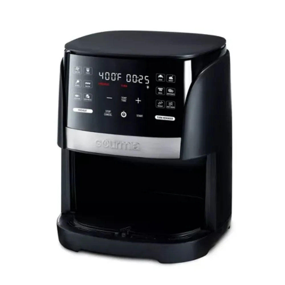 Air Fryer com janela digital, 6 Qt, 12 Presets e cozinha a laser, preto, novo, 2024