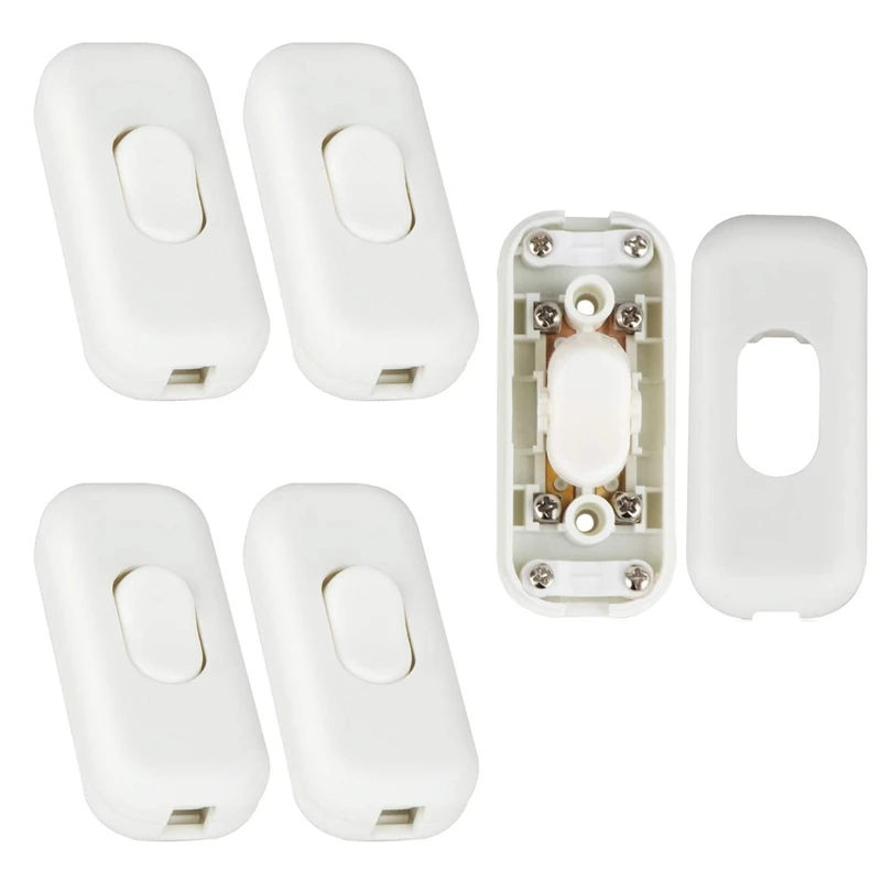 5Pcs Inline Switch Torpedo Switch 6 Amp Lamp Switch Inline Rocker, AC 250V Replacement Inline Cord Switch