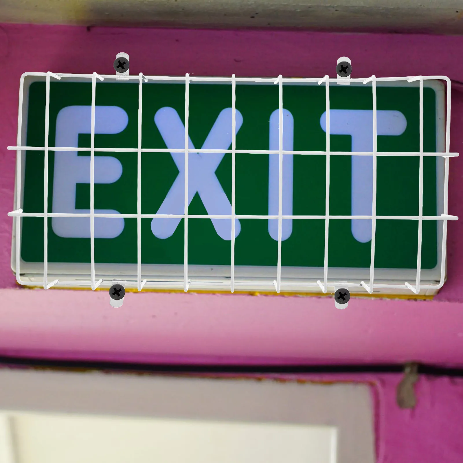 

Exit Sign Light Wire Guard Metal Protective Cover Stainless Steel Protective Guard for Emergency Lights Wall Mount