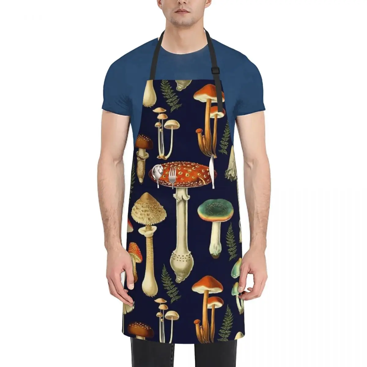

Toadstools Waterproof Kitchen Apron For Women/Men With Pockets Work Restaurant Shop Waiter Work Uniform