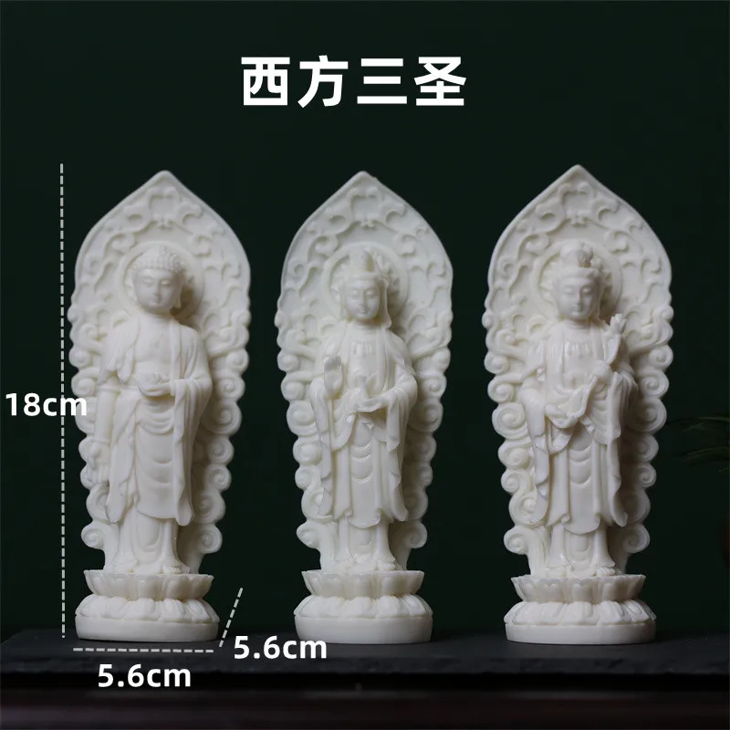 Ivory Nut Refined Carved Western Trinity Guanyin Bodhisattva/Buddha Statue Home Decoration Gift Stall Hot Sale Wholesale