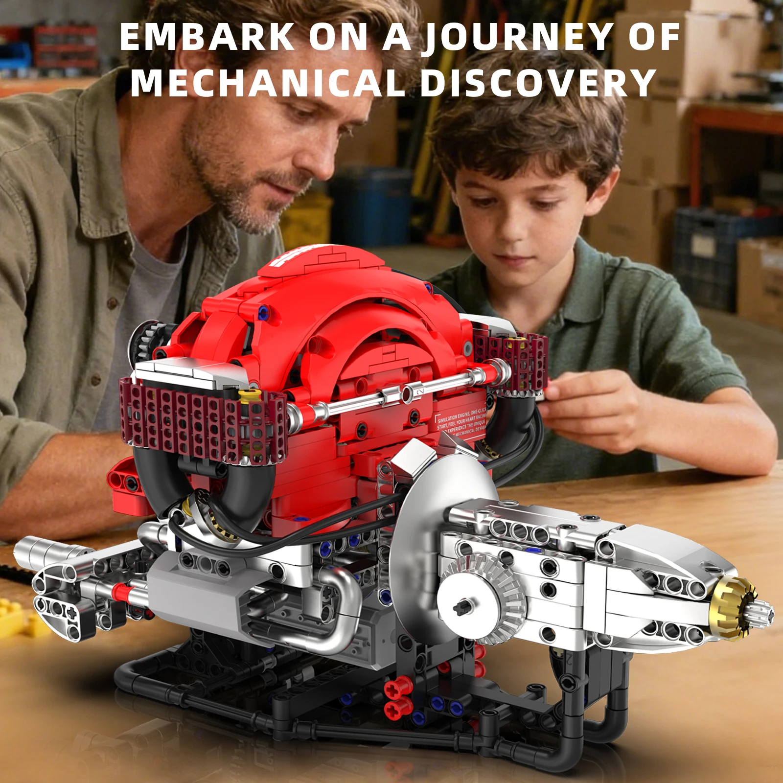 

Electric sports car engine model assembly kit, desktop toy, building blocks, educational toy, birthday and holiday gift for boys