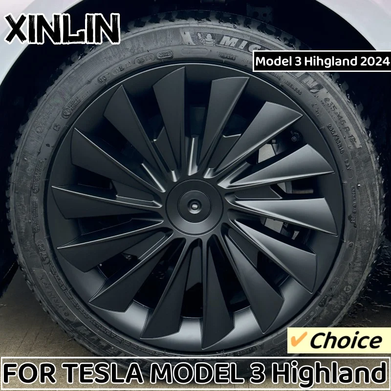 4PCS 18 Inch  Hub Caps For Tesla Model 3 Highland Version 2024 Performance Replacement Wheel HubCap Full Rim Cover Accessories