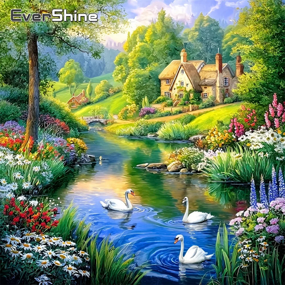EverShine Diamond Painting Garden Landscape Picture Rhinestones Mosaic Tree Full Square Embroidery Flower Handmade Hobby