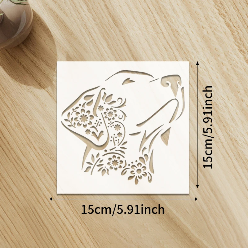 YOMDID 4 قطعة لوحة تحت عنوان الكلب مجوفة قالب PET قابل لإعادة الاستخدام DIY جميل الكلب رذاذ اللوحة الكتابة على الجدران قالب الديكور