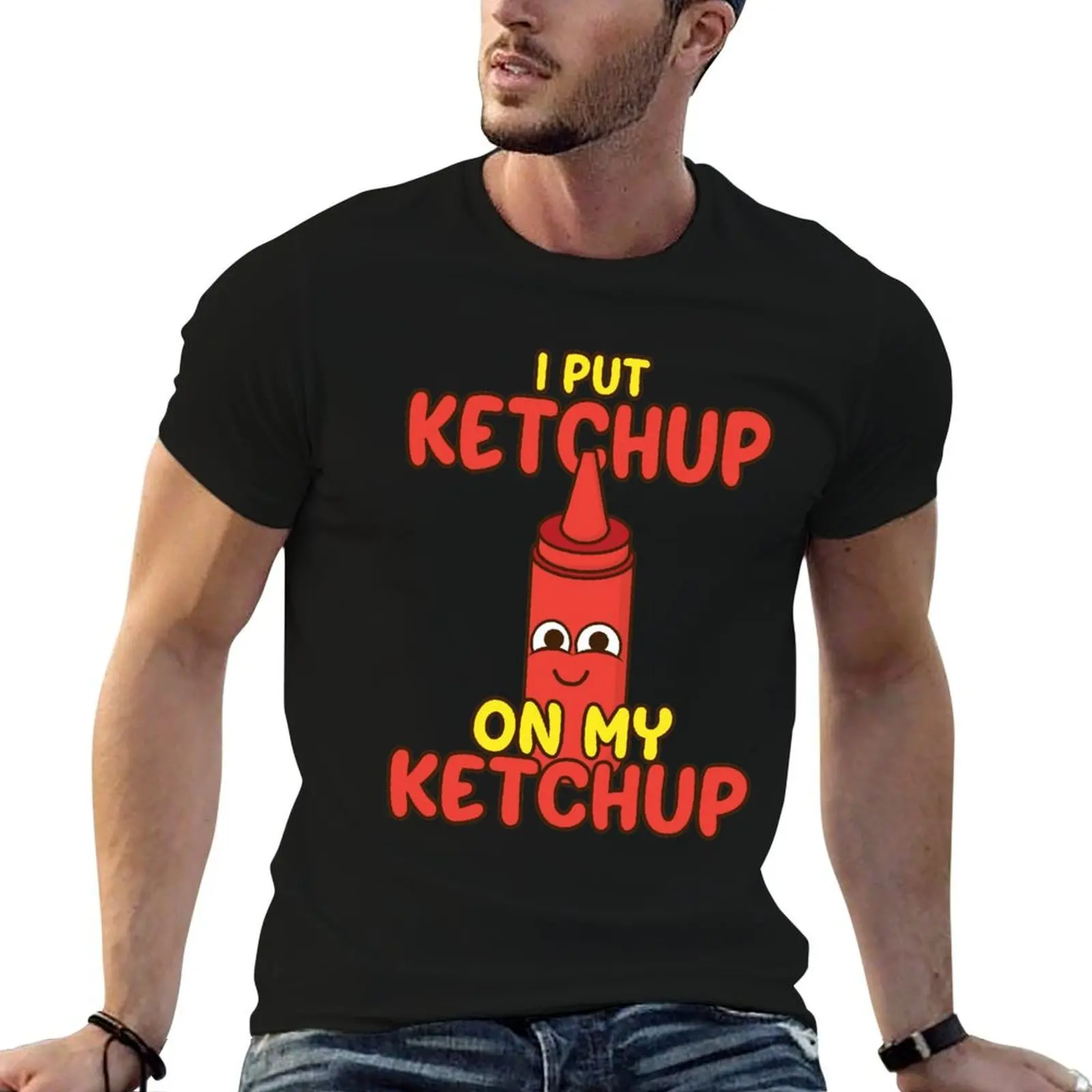 

I Put Ketchup On My Ketchup Art Cool Ketchup Lovers Подарочная футболка Футболка с индивидуальным принтом Мужские футболки с графикой Футболка