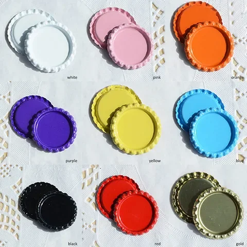 

25mm Necklace Jewelry Accessories 25Pcs Round Inside Colored Bottle Cap Flattened Metal DIY Hairbow Crafts handmade tool