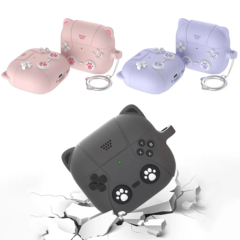 

Cute cat paw design Silicone Earphones Case Protective Cover Front LED Visible for Suitable for 2024 AirPods 4 Wireless Earphone