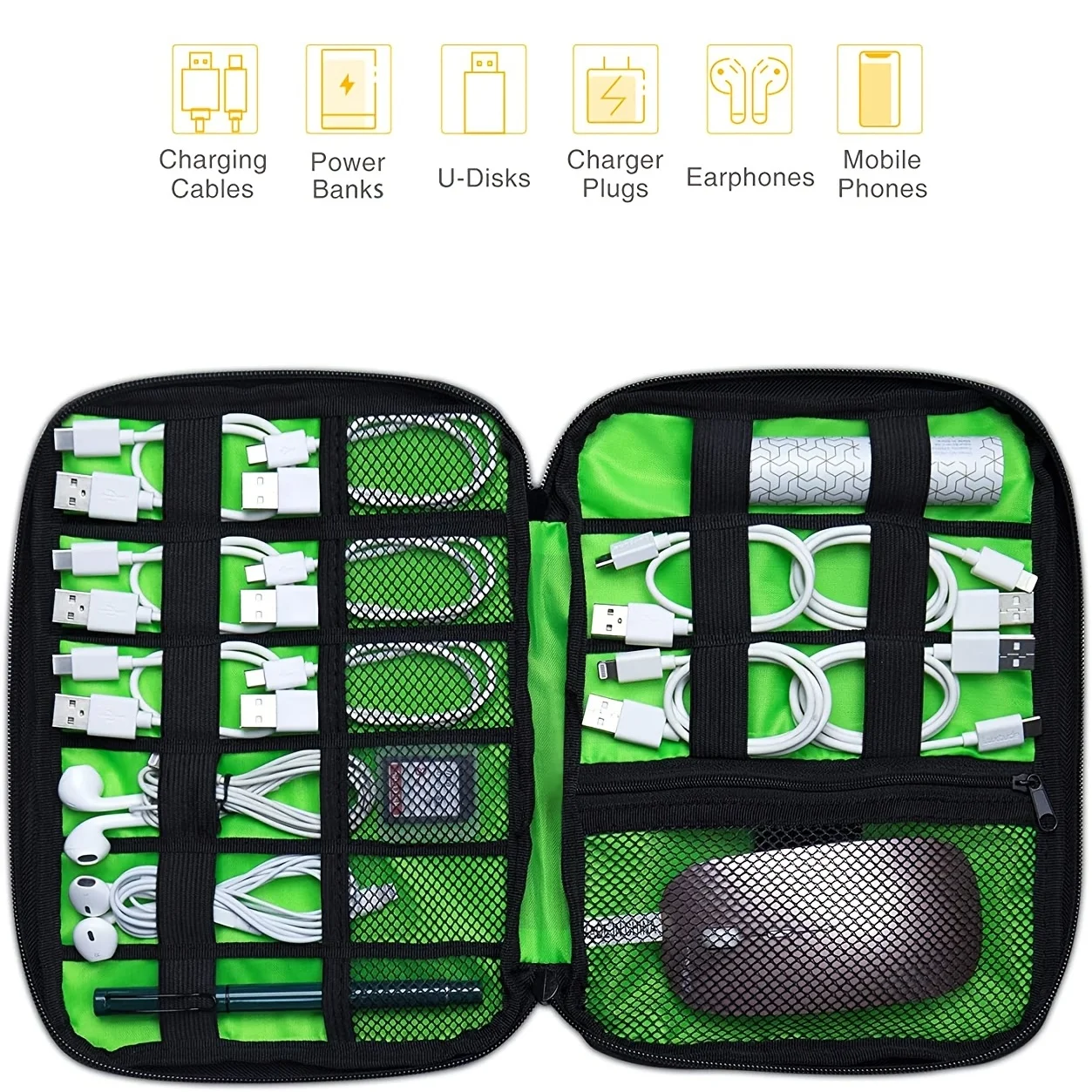 1pc Portable Cord Organizer - Compact Tech Bag for Travel - Cable Storage and Electronic Accessories