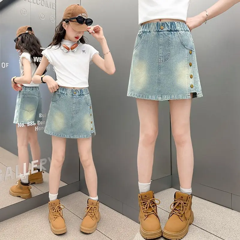 Girls Jeans New 2025 Long Pants Summer Shorts Fashionable Summer Clothing Thin Pants Skirt - view 2