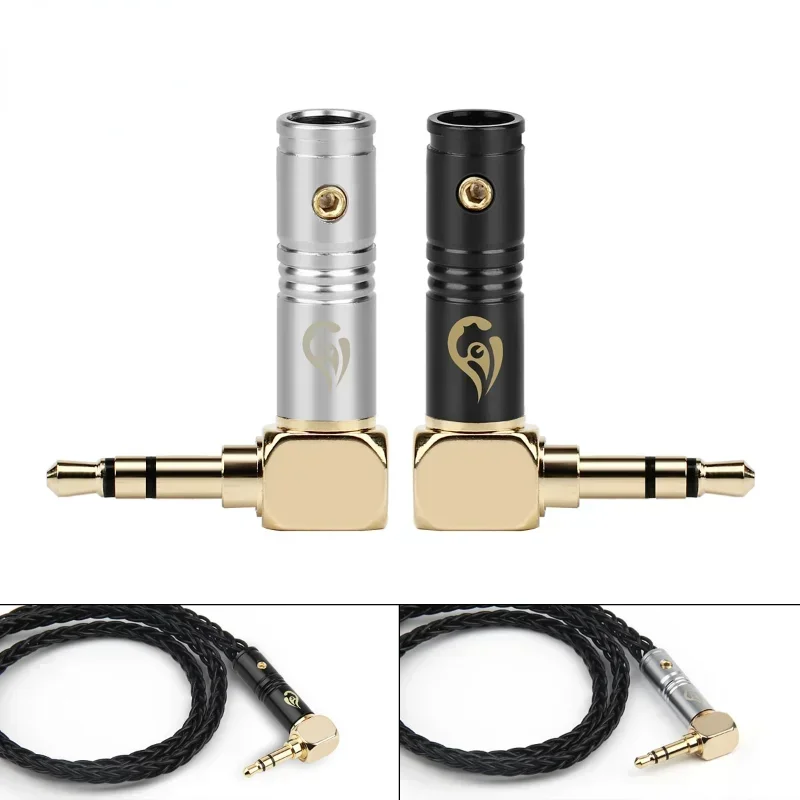 3.5mm Jack Earphone Plug Connectors Right Angle 3 Poles HiFi Headphone 90 Degree Audio Adapter Gold Plated Hardware