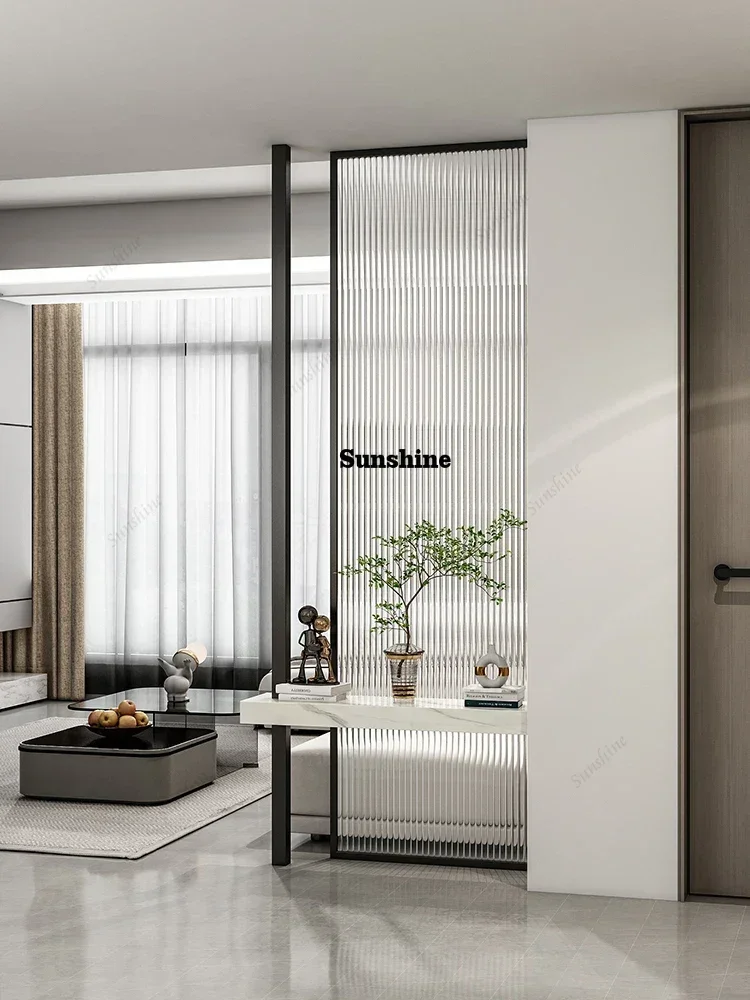 Light luxury screen partition tempered Changhong glass living room entrance solid wood decoration home modern simple entranceXX