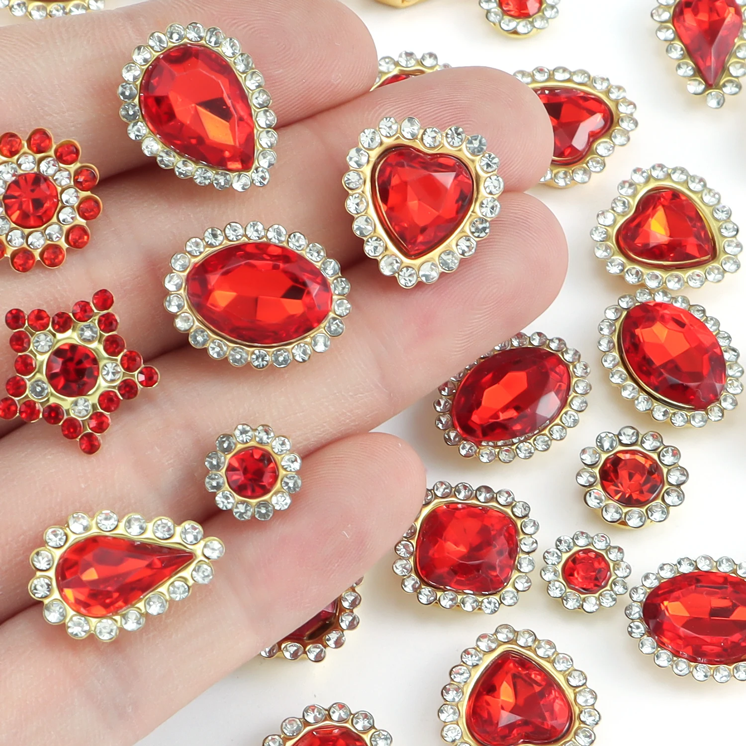 50pcs Acrylic Mix Size Color Sunflower Gold Flat Bottom Glue Sew On Rhinestone DIY Clothes Shoes Bag Hair Jewelry Accessory