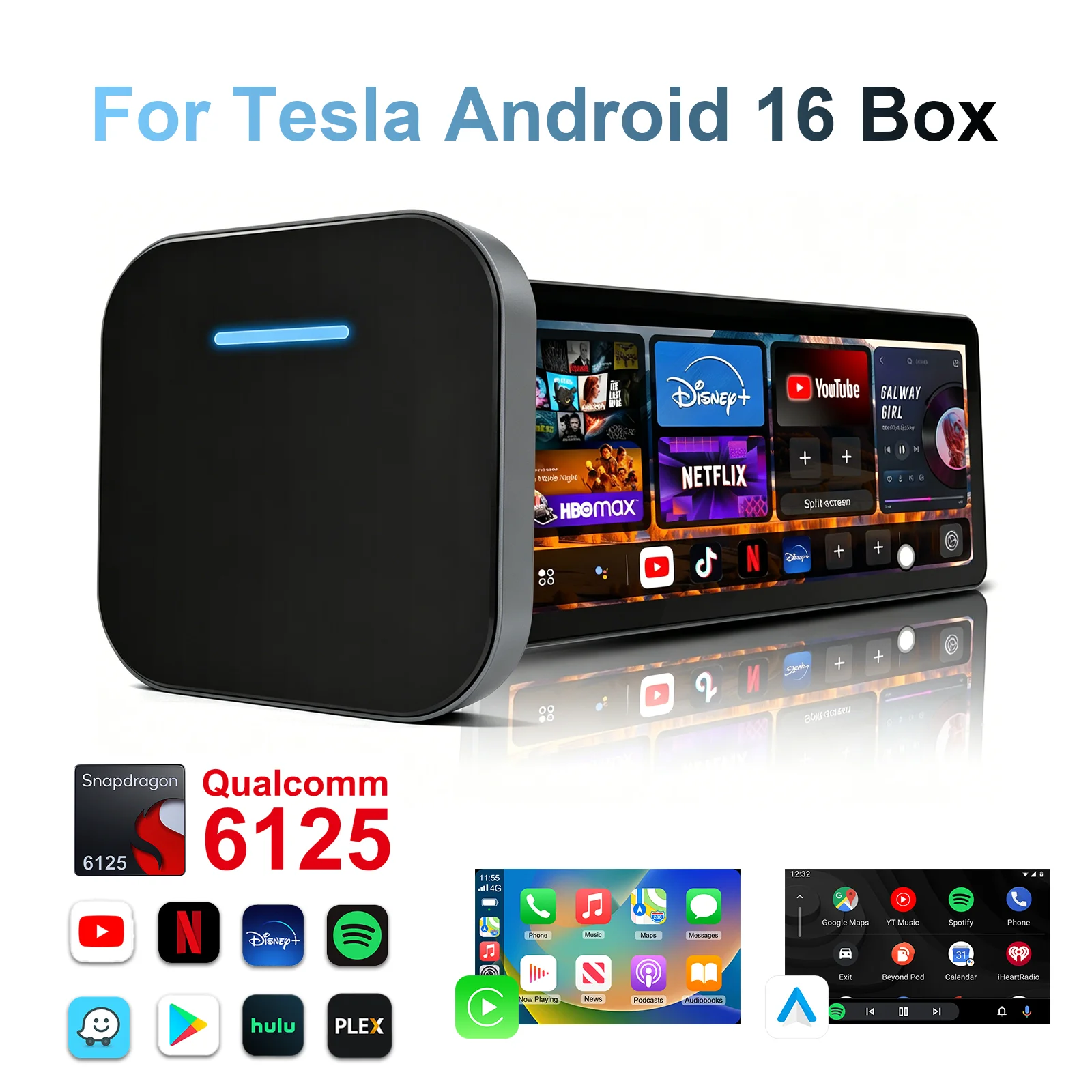 Ezonetronics For Tesla Android AI Box Wireless CarPlay Android Auto Model 3 Y S X Built-in ESIM Multi-satellite GPS Plug & Play