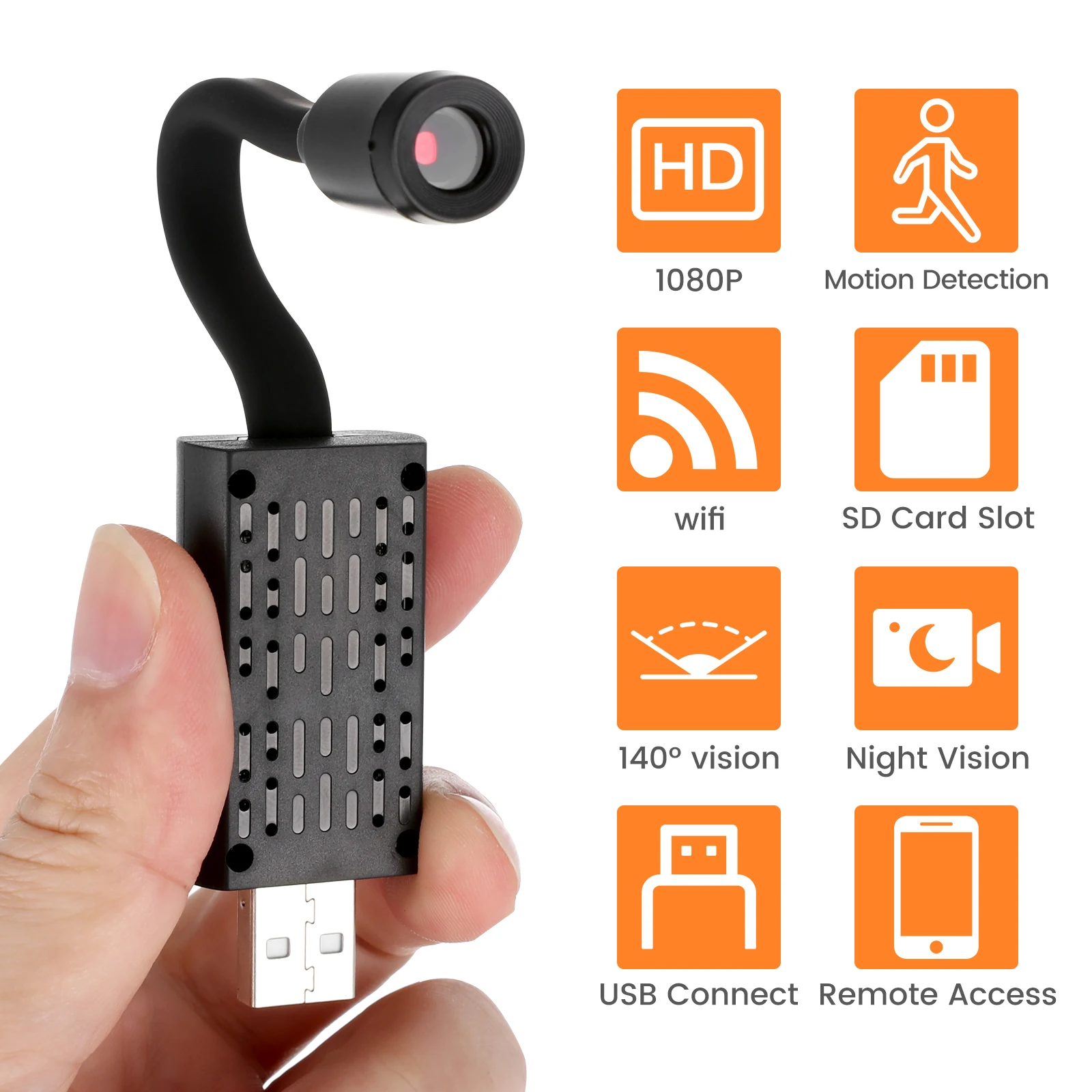 

Security Mini USB Powered Night Vision Remote Access Wide Angle Motion Loop for Home