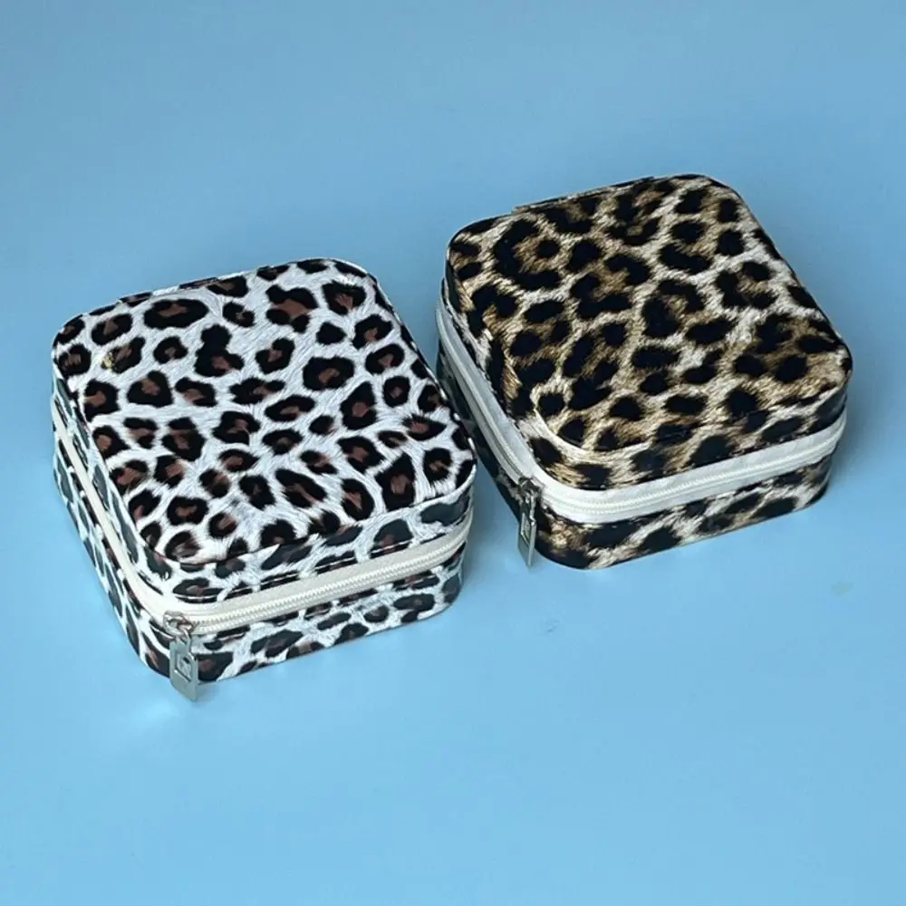 

Кожаная коробка для хранения ювелирных изделий, серьги, кольца, держатель для ожерелья, органайзер для ювелирных изделий, функция дисплея на молнии, мини-шкатулка для драгоценностей