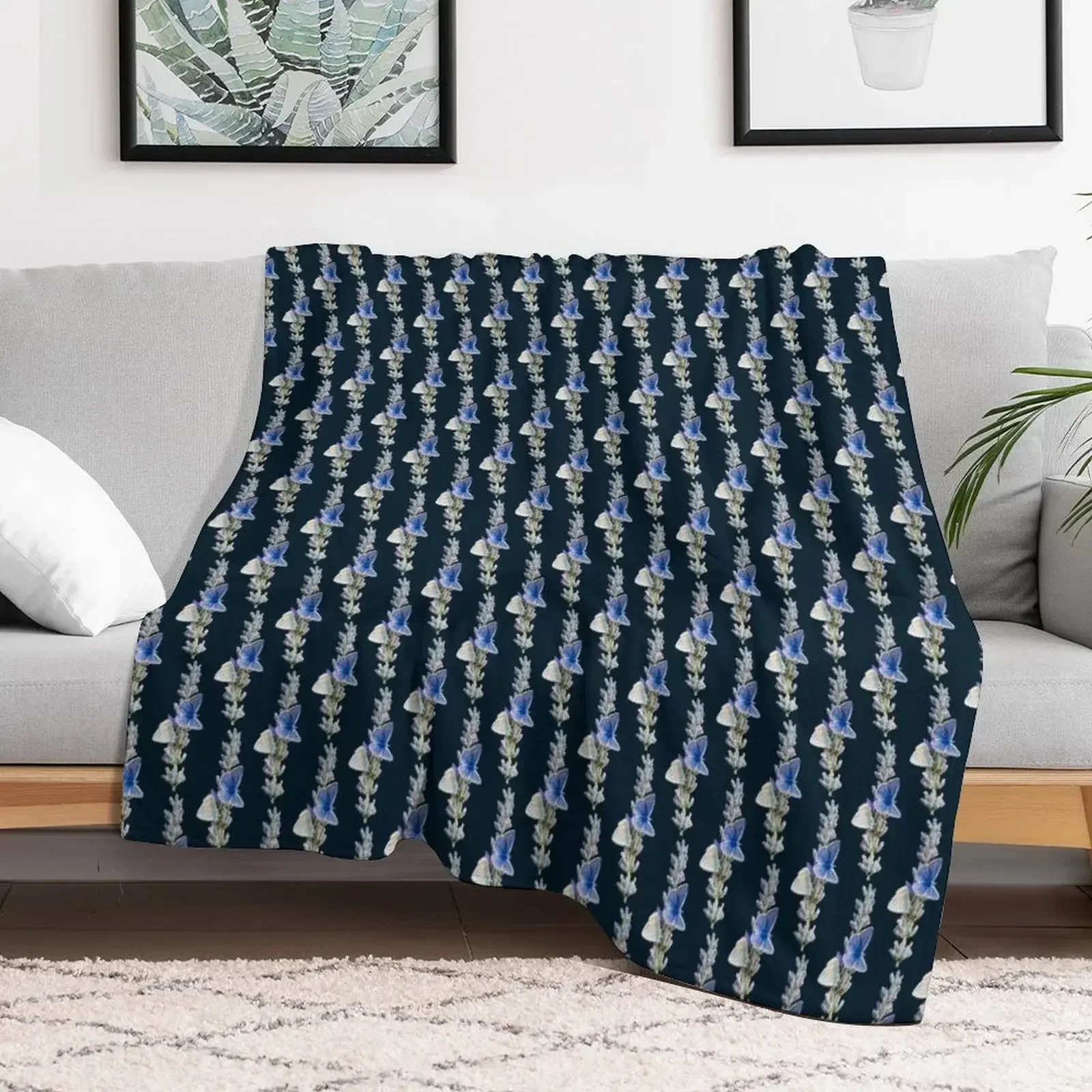 

Gift idea blue butterflies on lavender Throw Blanket for babies sofa bed Blankets Custom Warm Sofa Blankets