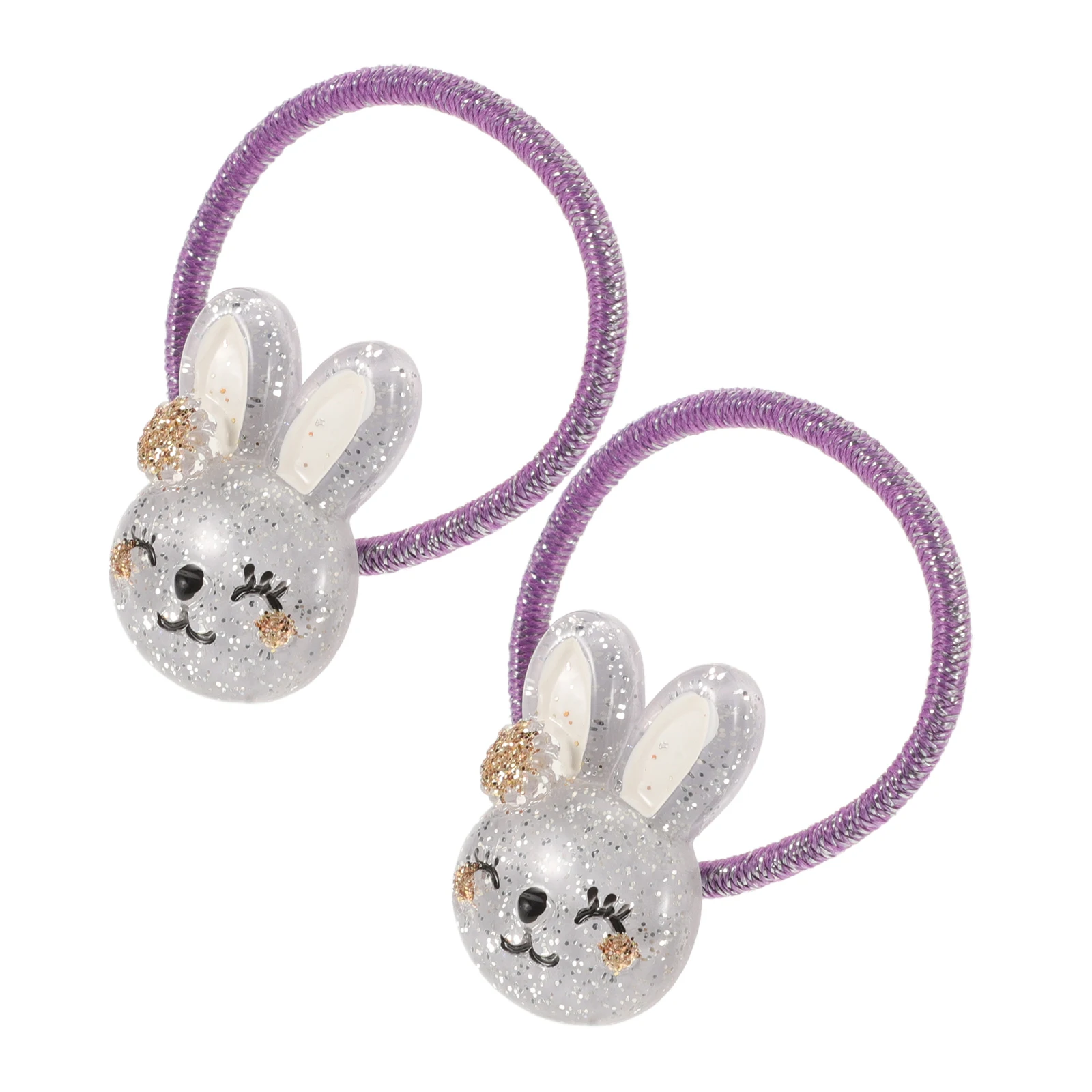 

2Pcs Children Hair Ropes Adorable Rabbit Hairpins Elastic Ties Baby Girl Accessories Durable Resin For Toddler Events Girls Hair