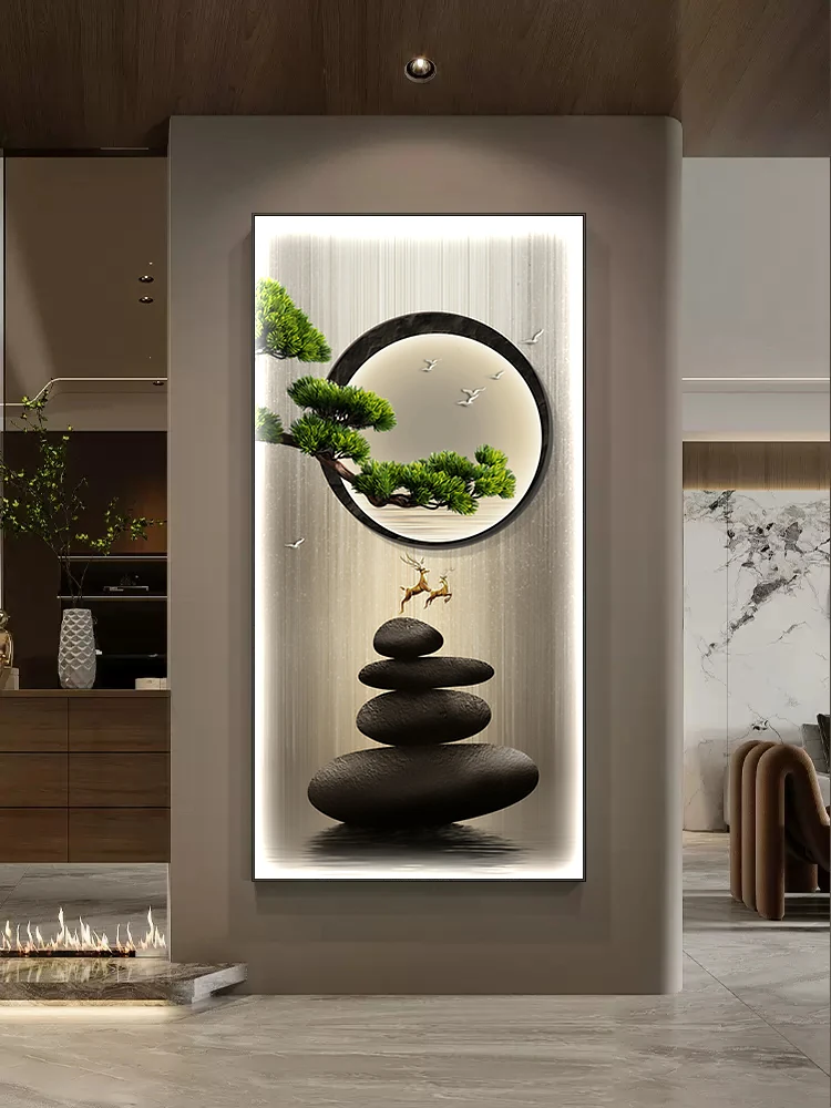 

Shi Lai Yun Corridor Hanging Painting, foyer decoration painting, LED living room corridor entrance new Chinese style pine tree