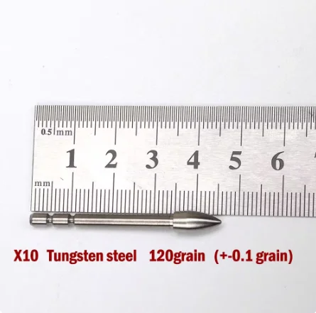 Punta de flecha de acero de tungsteno para tiro con arco, punta de bala de caza para X-10, eje de 100mm, 120, 140, 3,2 granos