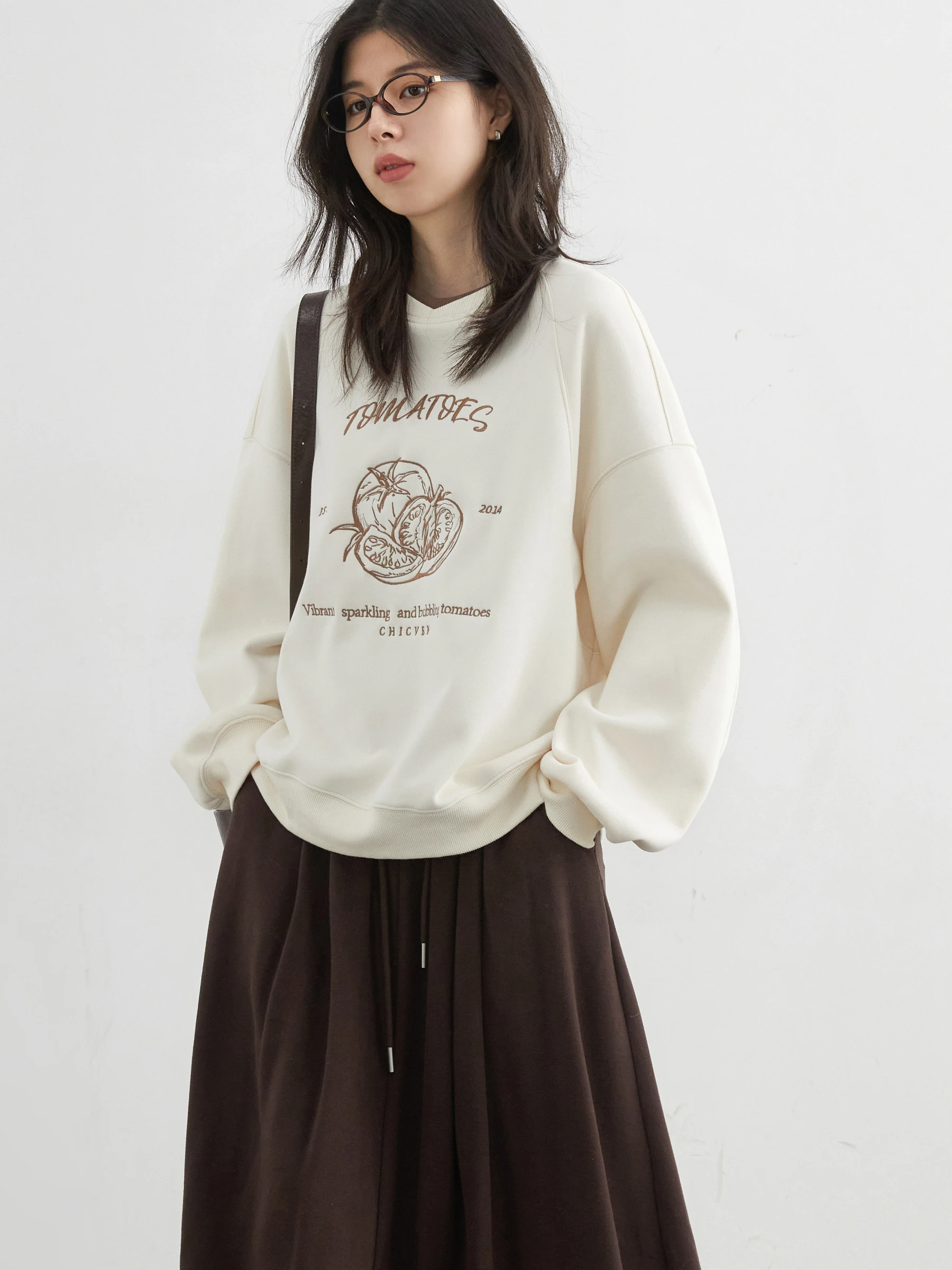CHIC VEN Women Sweatshirts Loose Casual Design Contrasting Color Female Pullover Embroidery Pullover Coat Autumn Winter 2025