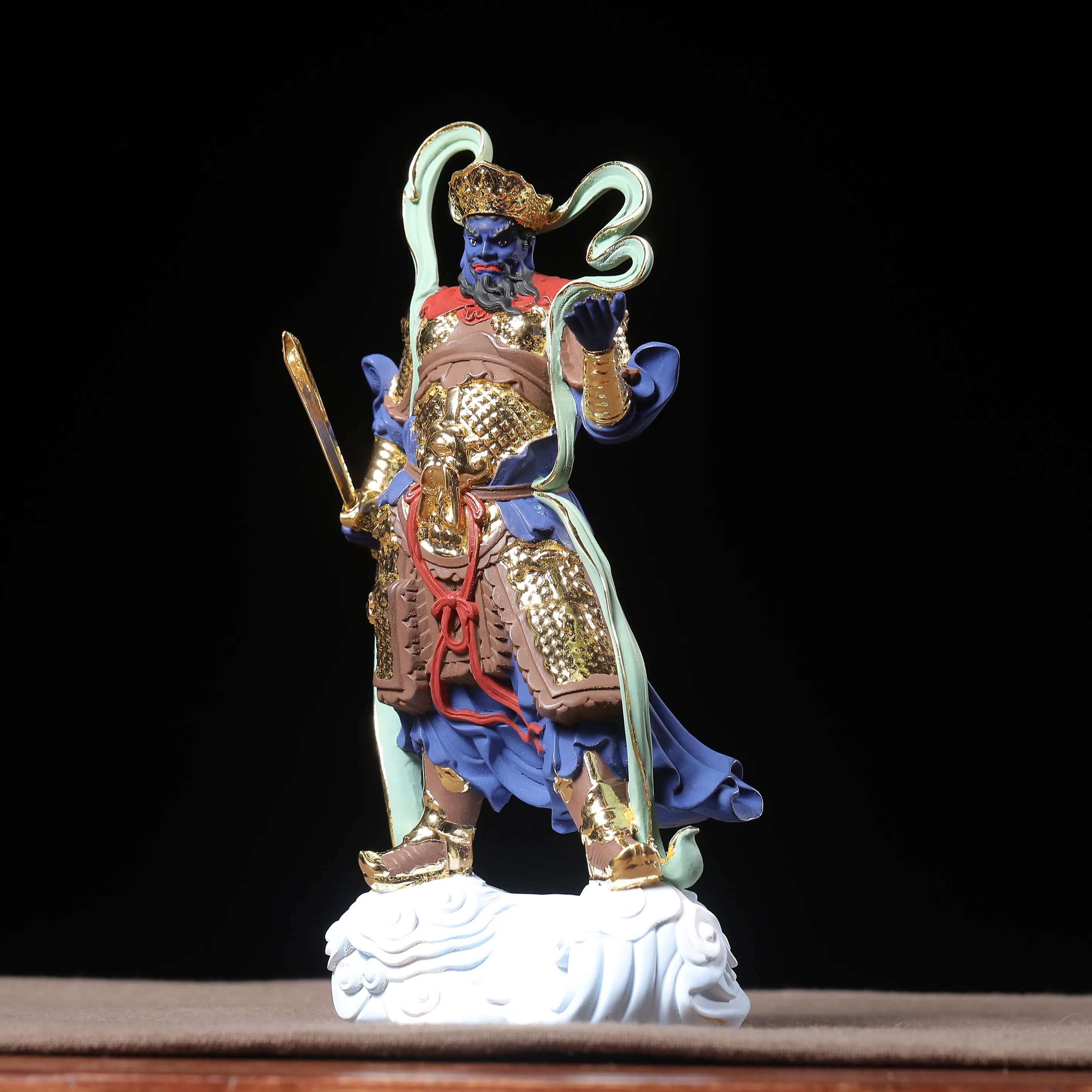 Crafted and painted Four Heavenly Kings Gangmen God ornament, home office decoration