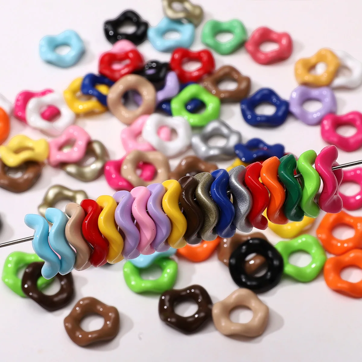 20/50pcs 16mm Candy Colored Acrylic Mix Color  Donuts With Spaced Beads For Jewelry Making DIY Bracelets Necklaces Keychains