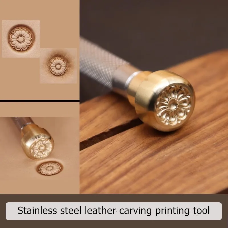 3D цветочный центральный штамп для тиснения кожи, форма из нержавеющей стали и латуни для Veg-Tan DIY Craft, инструмент для изготовления Artisan Thangka