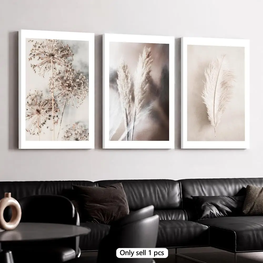 Botanical Nature Whisper Framed Wall Painting Framed Canvas Wall Art Poster Solid Wood Frame Home Decor