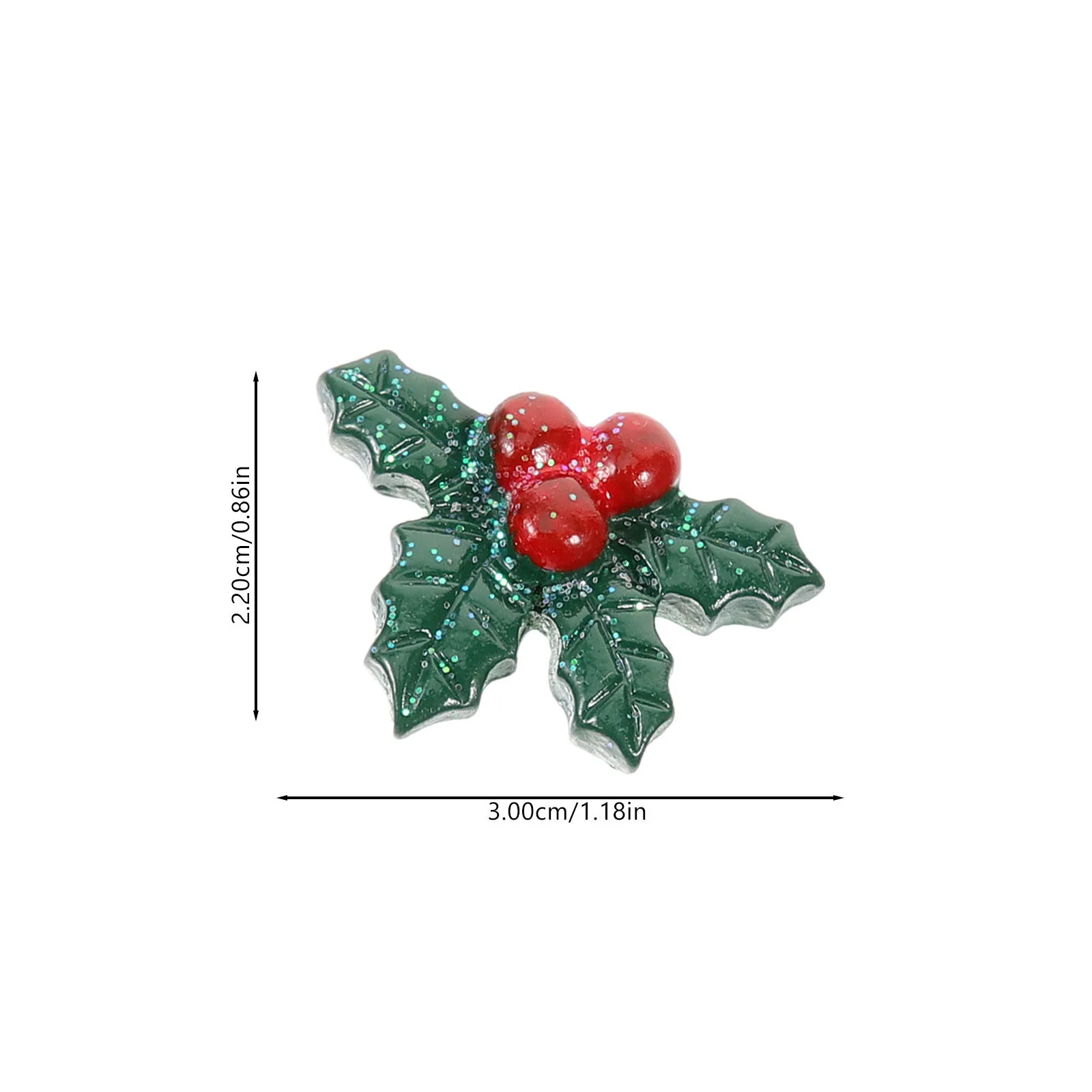 

50Pcs Resin Holly Leaves Berries Accessories Glitter Deep Green Resin Charms Christmas Wreath DIY Crafts Trees Decorations