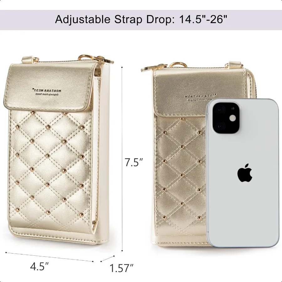 محفظة الهاتف الخليوي الصغيرة عبر الجسم من مونتانا ويست للنساء، محفظة الهاتف المحمول تحجب RFID