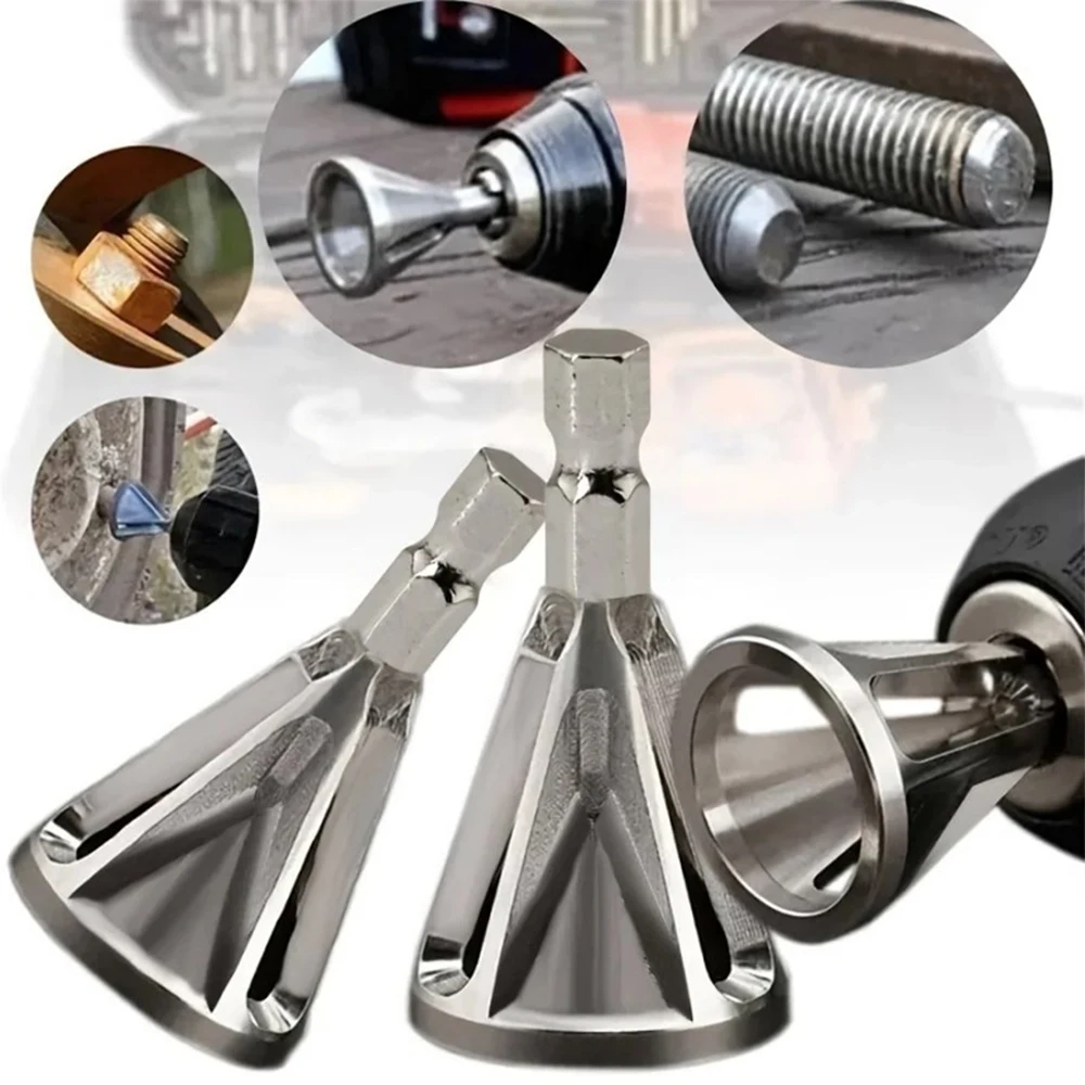 External Deburring, Grinding Angle Trimming, Metal Chamfering Tool 1pc, Chuck Drill, Compatible with Electric Drills LK-AA360