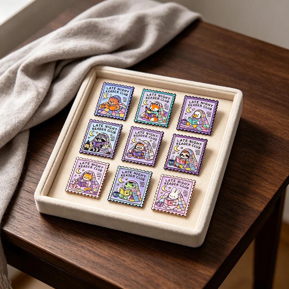 Bookish Stamp Enamel Pins Cute Reading Animal Brooch Book Lover Lapel Pin Badge on Clothing Accessories Fashion Jewelry Gifts