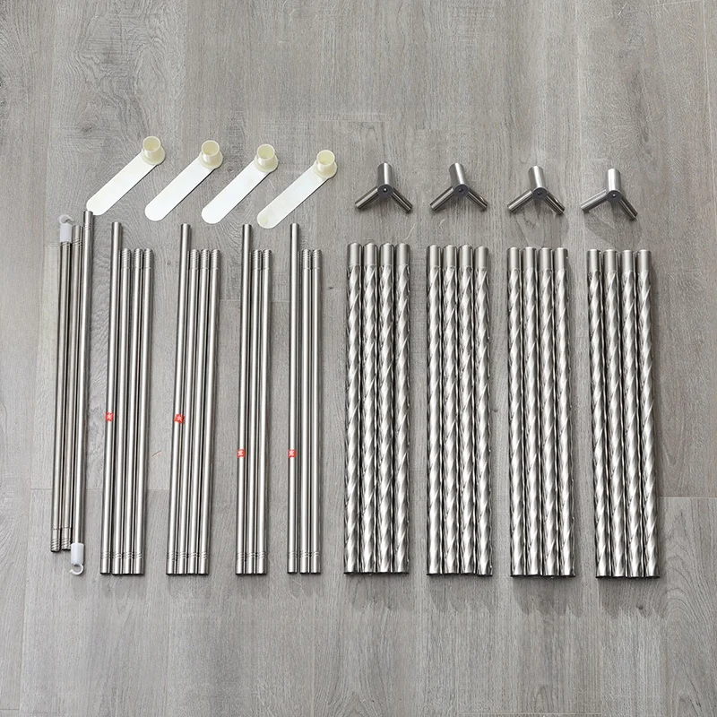 

Stainl Steel Mosquito Net Stand Rods Thiened And Strengthened Floor-standing for 3 Door Wardrobe Bedroom Accories