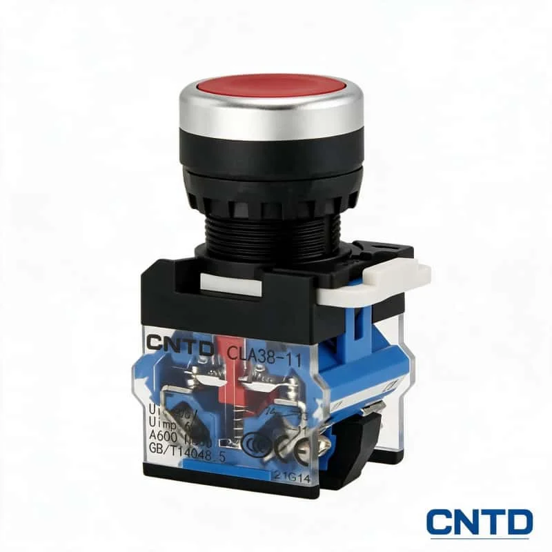 22mm Flat Head Push Button Switch Momentary Latching 1NO 1NC No LED 10A 600V 6 Colors Available Industrial Control Switch