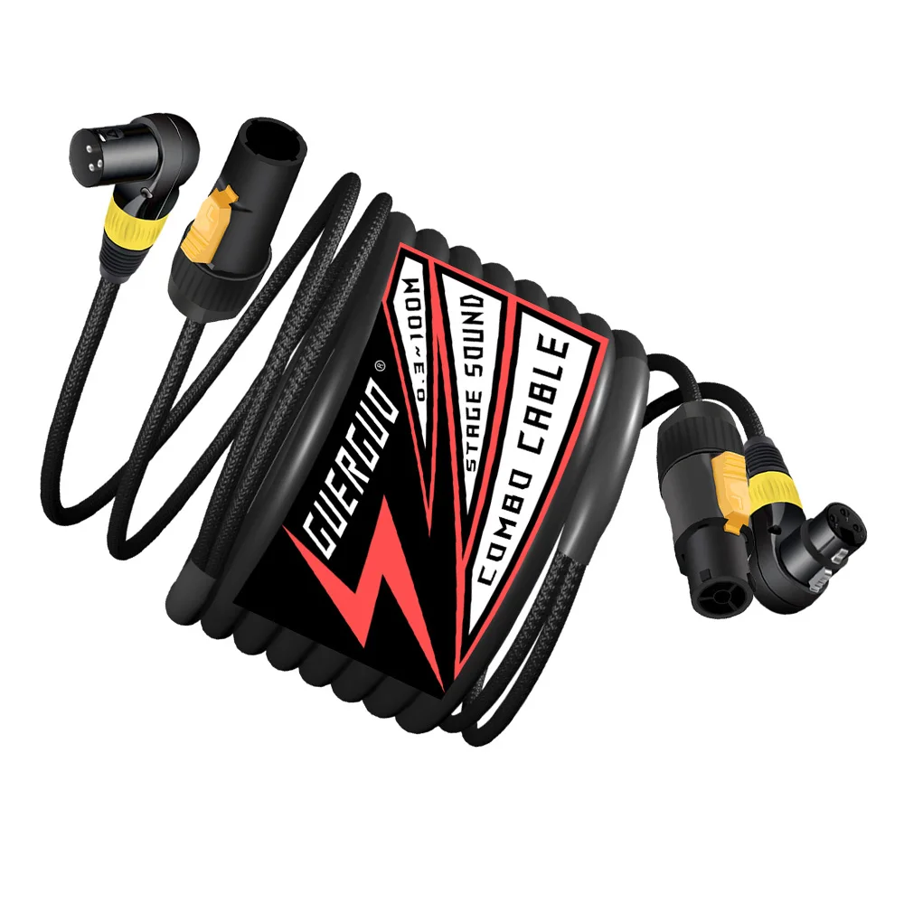 Powercon DMX Combo Connect Cable,3Pin XLR & Power con Compatible Combi Cable for Moving Heading Lighting