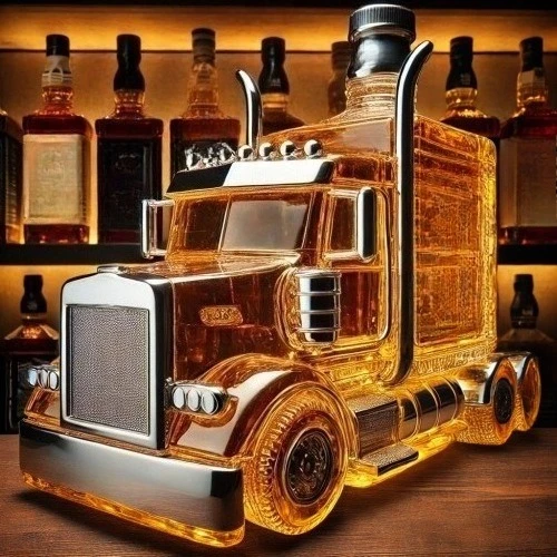 Creative Half Truck Classic Car Shape Glass Whiskey Bottle Cocktail Empty Bottle For Bar Home Decoration Gift Set With Stopper