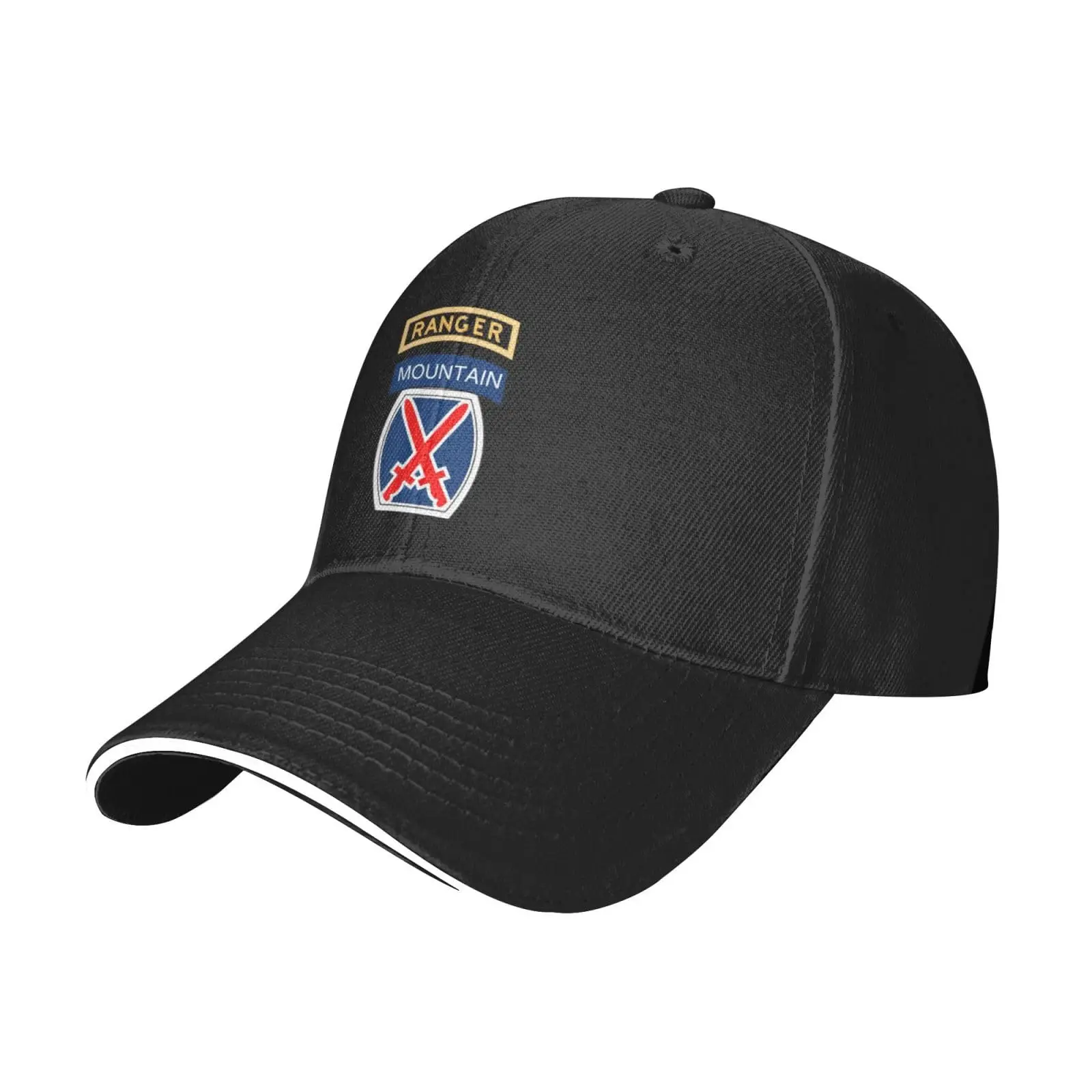 10th Mountain Division with Ranger Tab Premium Adjustable Baseball Cap for Men and Women - Outdoor Sports, Sun Protection Black