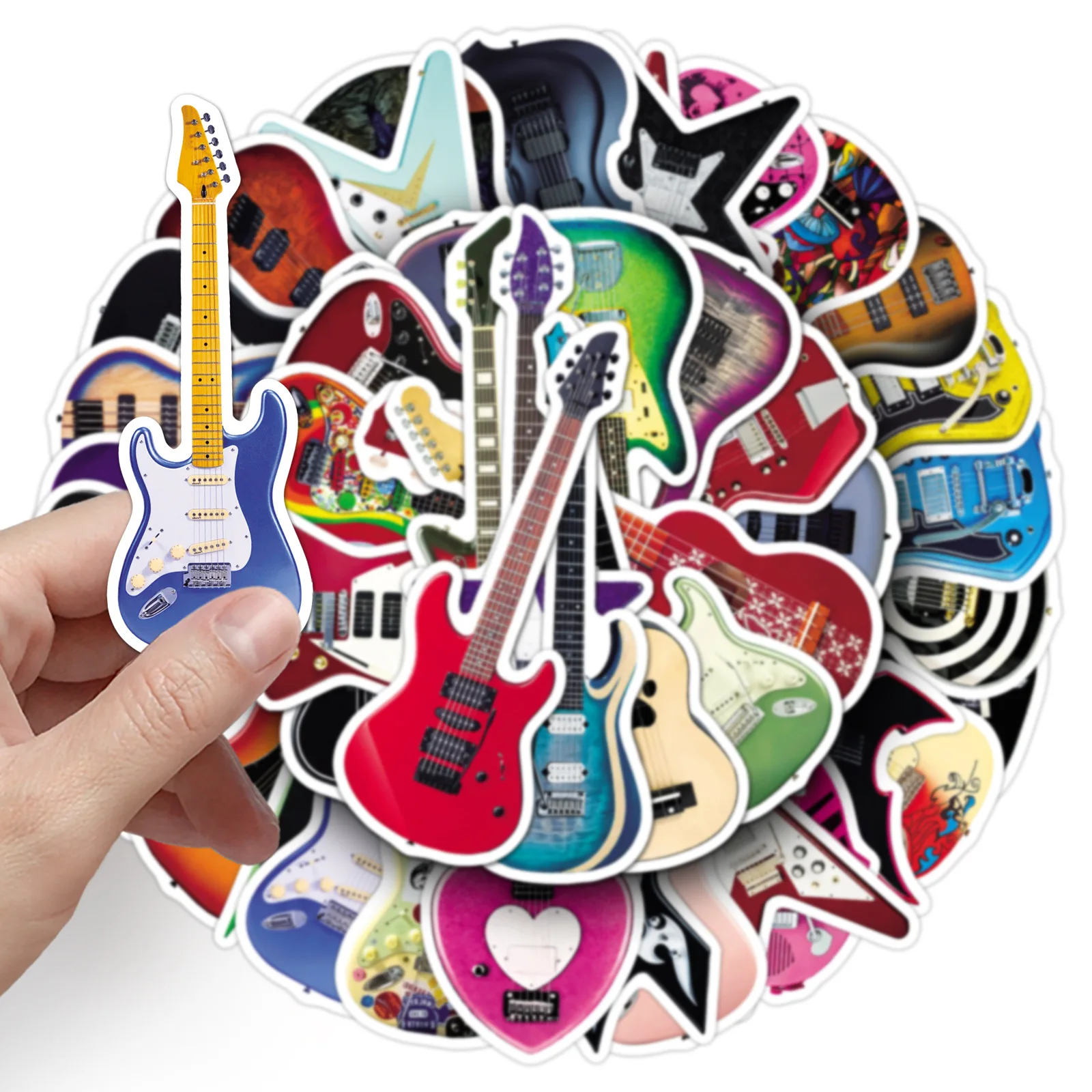 50 Pcs Guitar Stickers Waterproof Vinyl Decals For Wall Skateboard Tablet Journal Music Lover Gift