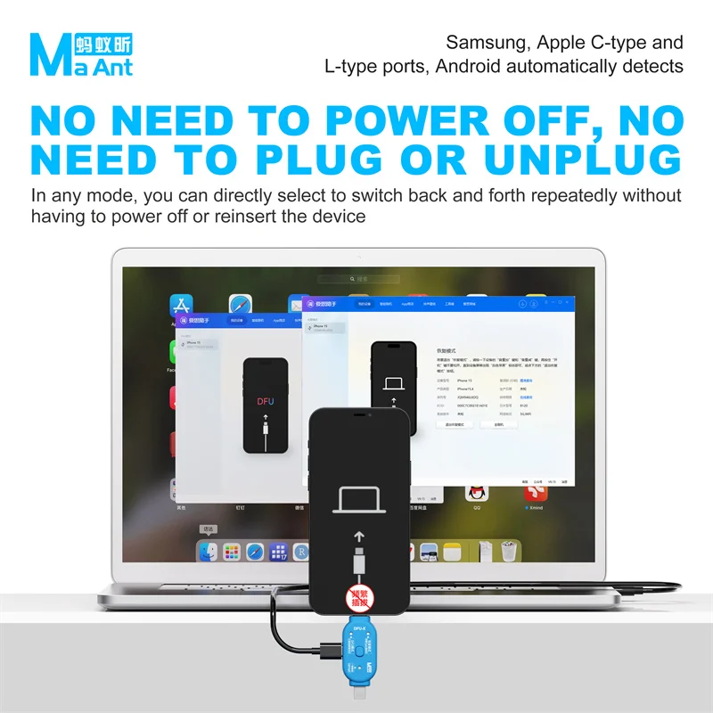 MaAnt DFU-X Flashing Tool One-Tap DFU Recovery Reboot For IP Pad Android, No Shutdown And No Cable Unplug Required
