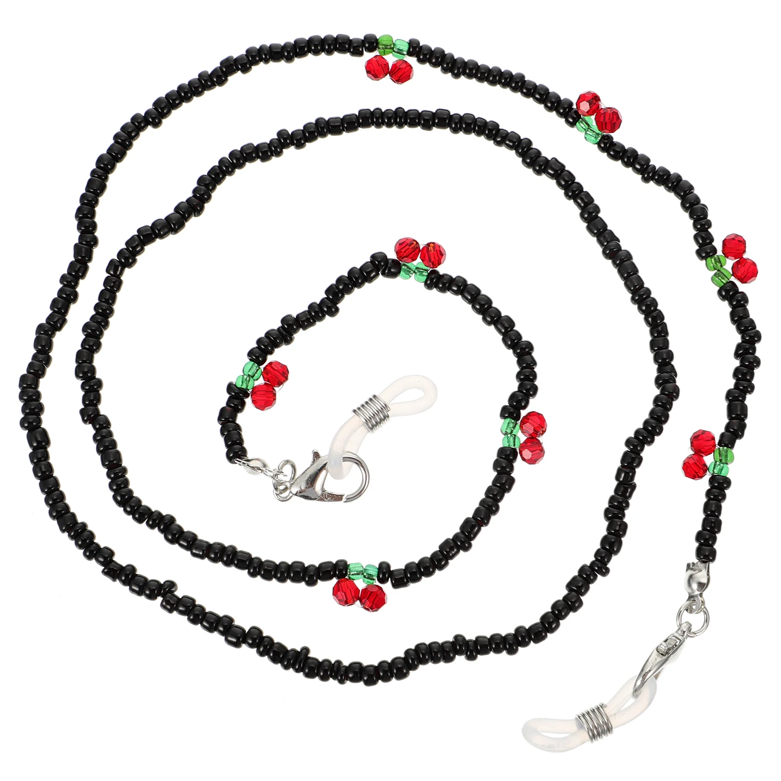 

Cherry Rice Chain Eyeglasses Mask Black Metal Hanging Bead Chain Lanyard Strap Stylish Premium Material Long Use Bead Texture