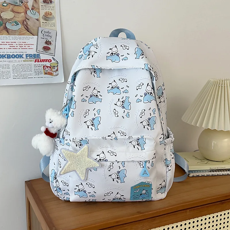 Pochacco Riding Dolphin Cartoon Printed Backpack Cute Bag Kids School Book Students Rucksack Laptop Mochila For Boys Girls