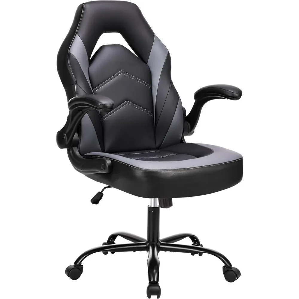 

Computer Game Desk Chair - Ergonomic PU Leather Lumbar Support, Height Adjustable High Back Video Game, Desk Chair