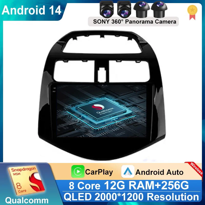 Android 14 For Chevrolet Spark M300 2009-2016 Car Stereo Unit Multimedia Radio Video Player GPS Wireless Carplay Android Auto 4G